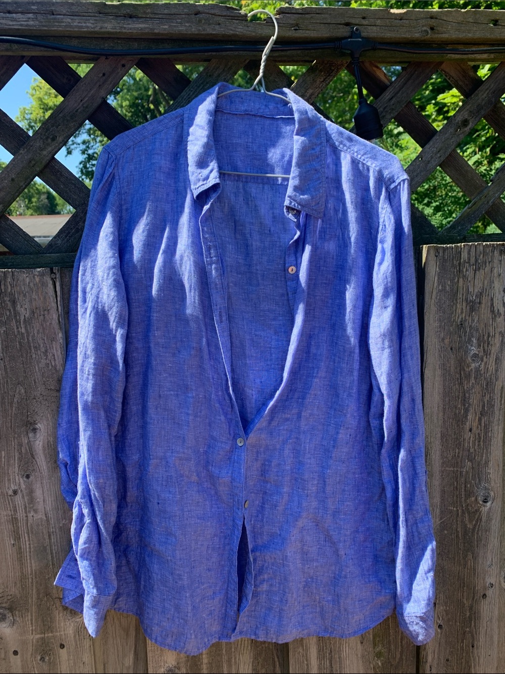 Lightweight Blue Linen Shirt Jacket for Women — Unbranded